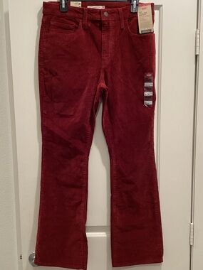 Levi's Women's Deep Red Corduroy Wide-Leg Jeans